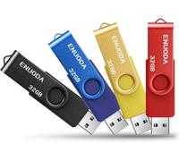 Set of 4 USB 2.0 Flash Drive Storage Rotating Memory Stick (Mixed Colour: Yellow, Red, Blue, Black)