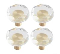 Set of 4 vintage style crystal cabinet knobs with solid brass base, great addition to your home decor