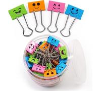 Set Of 40 Mini Metal Clips 19 Mm-Mini Smile Paper Clips-Document Clips-Colours-Drawing Clips For Office