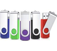 Set of 5 USB 2.0 Flash Drives 8GB Memory Stick Storage Swivel USB U Disk (5 Mixed Colours: Red, Green, Black, Blue, Purple)