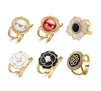 Set of 6 Cardigan Scarf Clips Closure Clips with Vintage Brooch Buttons Fashionable Scarves Fastener Trendy Decor Jewelry