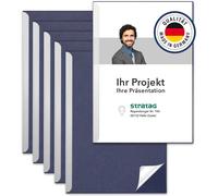 Set Of 6 Clamping Rail With Clear Lid Made Of Pp Plastic And Strong 375 Gsm Cardboard Bindings (A4 Navy Blue)