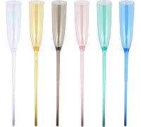Set of 6 Floating Glasses-Floating Champagne Flutes-Shatterproof Acrylic Champagne Glasses-Bottomless Stemmed Glasses for Parties,Suitable for Swimming Pool,Garden and Beach