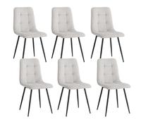 Set of 6 Modern Dining Chairs Grey Velvet Upholstered with 9-Grid Pattern Sturdy Metal Legs Soft Ribbed Fabric Perfect for Kitchen and Dining Room Decor.