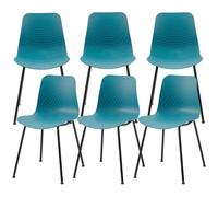 Set of 6 Modern Plastic Dining Chairs with Metal Legs Durable and Sturdy Max Load 150kg Perfect for Living Room Dining Room Bedroom Office (Blue)