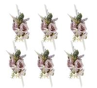 Set of 6 Nude Pink Artificial Rose Corsage and Boutonniere Set for Wedding Mens Boutonniere for Weddings Flowers for Women Wrist Corsages Ramos de Novia para Boda for Party Homecoming Ceremony
