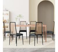 Set of 6 Rattan Dining Chairs with Backrest Comfortable Cane Accent Chairs for Kitchen and Living Room Stylish Black Dining Room Furniture (6 pcs)