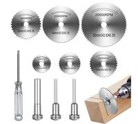 Set of 6 Rotary Saw Blades for Steel Disc Saw with 3 Shank Mandrel,Mini Circular HSS Saw Blades for Cutting Wood Plastic and Metal Stone Glass