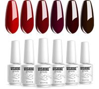 Set Of 6 Semi-Permanent Gel Nail Polish Series Dark Red Bordeaux Soak Off Uv Led Gel Polish For Nail Art Kit