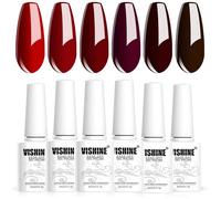 Set of 6 Semi-Permanent Gel Nail Polish Series Dark Red Bordeaux Soak Off UV LED Gel Polish for Nail Art Kit C007 VERNIS A ONGLES