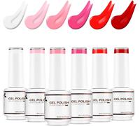 Set Of 6 Semi-Permanent Nail Polish For Valentine's Day, Set Of 18 Uv Led Soak Off Glossy Nail Polish