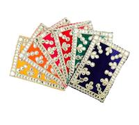 Set of 6 Small Mat Aasan Velvet Pooja Cloth Decorative Cloth (Size:-6 Inch X 4 Inch) for Multipurpose Indian Traditional Housewarming Festival Laxmi Poojan New year Decorations Pooja Article Laxmi