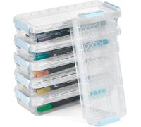 Set Of 6 Stackable Pencil Boxes, Pen Box With Lid, Transparent Plastic Storage Box For Office, Pencil Brushes And School Supplies
