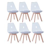 Set of 6 Transparent Dining Chairs Nordic Design Upholstered Chairs with PU Cushion Ideal for Living Room and Dining Room Events Stylish Grey Accent