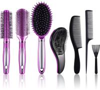 Set of 7 Round Hair Brushes Detangling Hair Brush and Cleaning Tools Hair Brush for Hair Care
