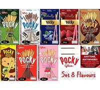 Set of 8 (8 Boxes) Flavours Matcha green tea,Cookies & Cream, Strawberry, Chocolate, Fruity Blueberry, Fruity Strawberry, Choco rich and Choco Banana by Pocky