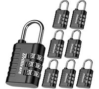 Set Of 8 Combination Locks, 3 Digit Luggage Locks With Metal Numeric Code, Weatherproof Digital Code Lock For Backpack, Spool, Suitcase (Black)