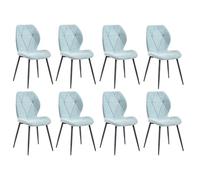 Set of 8 Mint Green Upholstered Dining Chairs High-Density Foam Linen Fabric Stylish Kitchen Seating Comfortable and Durable Perfect for Dining Room and Kitchen Use.