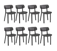 Set of 8 Modern Dining Chairs Breathable Hole Design Stylish Black Upholstered Seating for Dining Room Living Room Kitchen Bedroom Reception Area