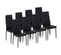 Set of 8 Modern Dining Chairs Metal Leg Kitchen Chairs Upholstered Faux Leather Dining Room Furniture for Home & Restaurant - Black