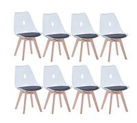 Set of 8 Transparent Dining Chairs Nordic Design Upholstered Chairs for Living Room and Dining Room Stylish Event Seating (Black PU Cushion)