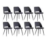 Set of 8 Velvet Striped Dining Chairs Modern Upholstered Kitchen Chairs with Hollow Back Design Perfect for Dining Room Living Room and Kitchen - Grey
