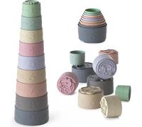 Set Of 9 Stackable Cups Toy For Baby 12 18 Months,Educational Child Construction Games,Bath Toys To Develop Fine Motor Skills And Colors & Numbers,Gift For 6 Months Boys Girls