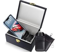 Set Of Anti-Rfid Box + 2 Anti-Rfid Car Key Cases,Pu Case For Theft Protection And Piracy For 5-8 Keys