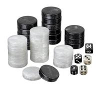 Set of Backgammon Pieces/Checkers, 34mm, Black/White, Plastic