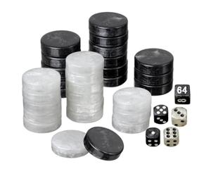 Set of Backgammon Pieces/Checkers, 34mm, Black/White, Plastic
