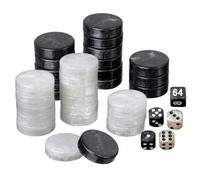 Set of Backgammon Pieces/Checkers (Black/White, 34mm)