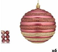 Set of Boules ofRondelles de Noël rose plastique 10 x 11 x 10 cm (6 pcs)