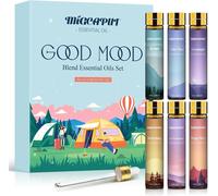 Set Of Essential Oils Good Mood 6 X 10 Ml,Aromatherapy Essential Oils For Diffuser,Candles,Essential Oils For Relax,Calm The Mind,Refresh The Air,Good Night