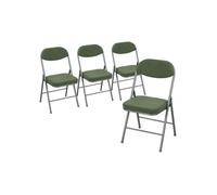 Set of Four Folding Corduroy Seat Chairs - Green
