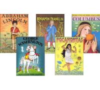 Set of Illustrated D'Aulaire biographies: Benjamin Franklin, Abraham Lincoln, Pocahontas, Columbus, George Washington