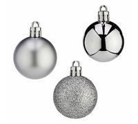 Set ofBoules de Noël of 4 cm en plastique argenté (12 pièces)