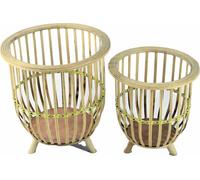 Set ofPots à plantes dkd home decor 35 x 35 x 37 cm bambou naturel marron clair