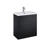 SET OKAY Ensemble Salle Okay céramique à Fermeture amortie élément Mural de Bain avec Vasque Meuble Bas lavabo tiroirs, aggloméré, Laqué Noir Mat, 60