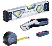 Bosch Professional set d’outils à main 4 pièces (avec niveau à bulle 25 cm, mètre ruban de 5 m, cutter universel avec lame extractible et set de 10 lames de rechange)