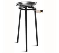 Set Paella Brûleur à Gaz 30cm + Poêle à Paella Émaillée 38cm + Support à 3 Pieds Briebe MINI Noir
