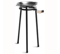 Set Paella Brûleur à Gaz 30cm + Poêle à Paella Émaillée 38cm + Support à 3 Pieds Noir MINI Briebe
