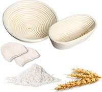 Set panier de fermentation rond & ovale | Rotin Banneton pour pâte au levain & pâte levée | Levée parfaite de la pâte, croûte croustillante, cuisson de pains rustiques Set panier de fermentation Panie