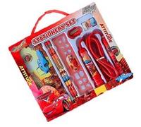 Set papeterie de 7pcs pour enfant coffret d'école avec trousse à crayon，gomme，corde à sauter （Cars Quatre roues）