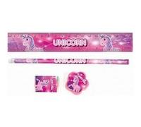 Set Papeterie Licorne 3 Pieces Regle Crayon A Papier Taille Crayon Rose G