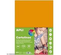 APLI 15117-50 feuilles de carton- Format A4-170 g/m² - Couleur: jaune, orange, rouge, vert et bleu