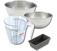 Set pâtisserie avec mini moule à cake 16 cm, 2 bols à mixer, verre mesureur et spatule Zenker