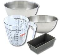 Set pâtisserie avec mini moule à cake 20 cm, 2 bols à mixer, verre mesureur et spatule Zenker