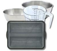 Set pâtisserie avec moule 2 baguettes de pain 36 x 26 cm en silicone, 2 bols à mixer, verre mesureur et spatule Zenker