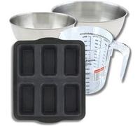 Set pâtisserie avec moule à 6 financiers silicone, 2 bols à mixer, verre mesureur et spatule Zenker