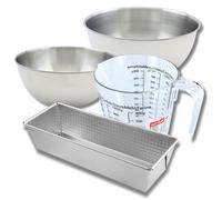 Set pâtisserie avec moule à cake acier 30 cm, 2 bols à mixer, verre mesureur et spatule Zenker Zenker